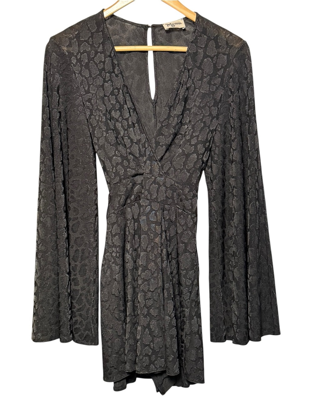 Show Me Your Mu Mu animal print bell sleeve romper black